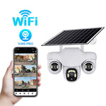 VTS31 V380 Outdoor Security Low Power Solar Powered PTZ Camera 3 Rotating Lens Motion Detection Camera