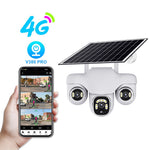 VTS31 V380 Outdoor Security Low Power Solar Powered PTZ Camera 3 Rotating Lens Motion Detection Camera