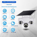 VTS31 V380 Outdoor Security Low Power Solar Powered PTZ Camera 3 Rotating Lens Motion Detection Camera