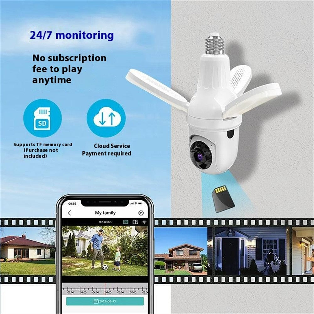Q28-H 3MP Indoor Security Camera 3-blade Ceiling Light Motion Detection Pan Tilt Wireless Monitor for Baby Elder