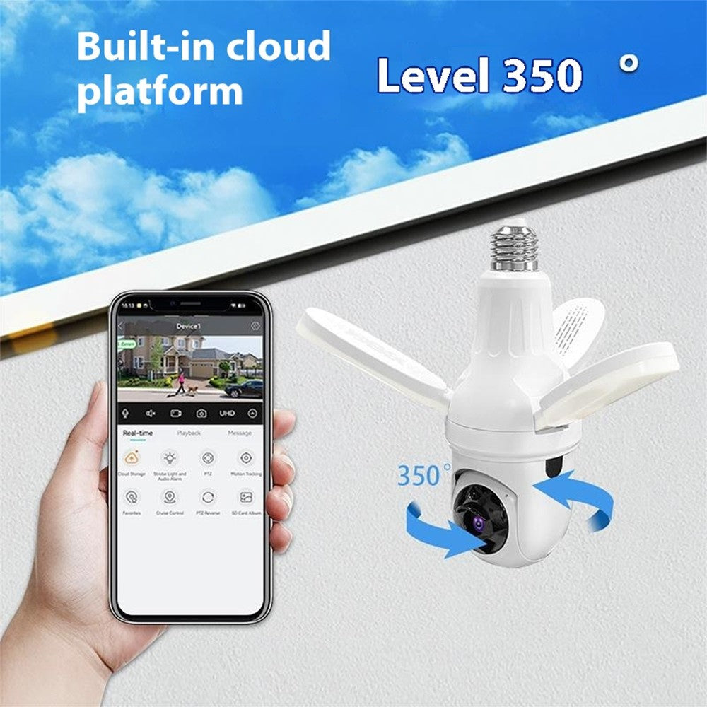 Q28-H 3MP Indoor Security Camera 3-blade Ceiling Light Motion Detection Pan Tilt Wireless Monitor for Baby Elder