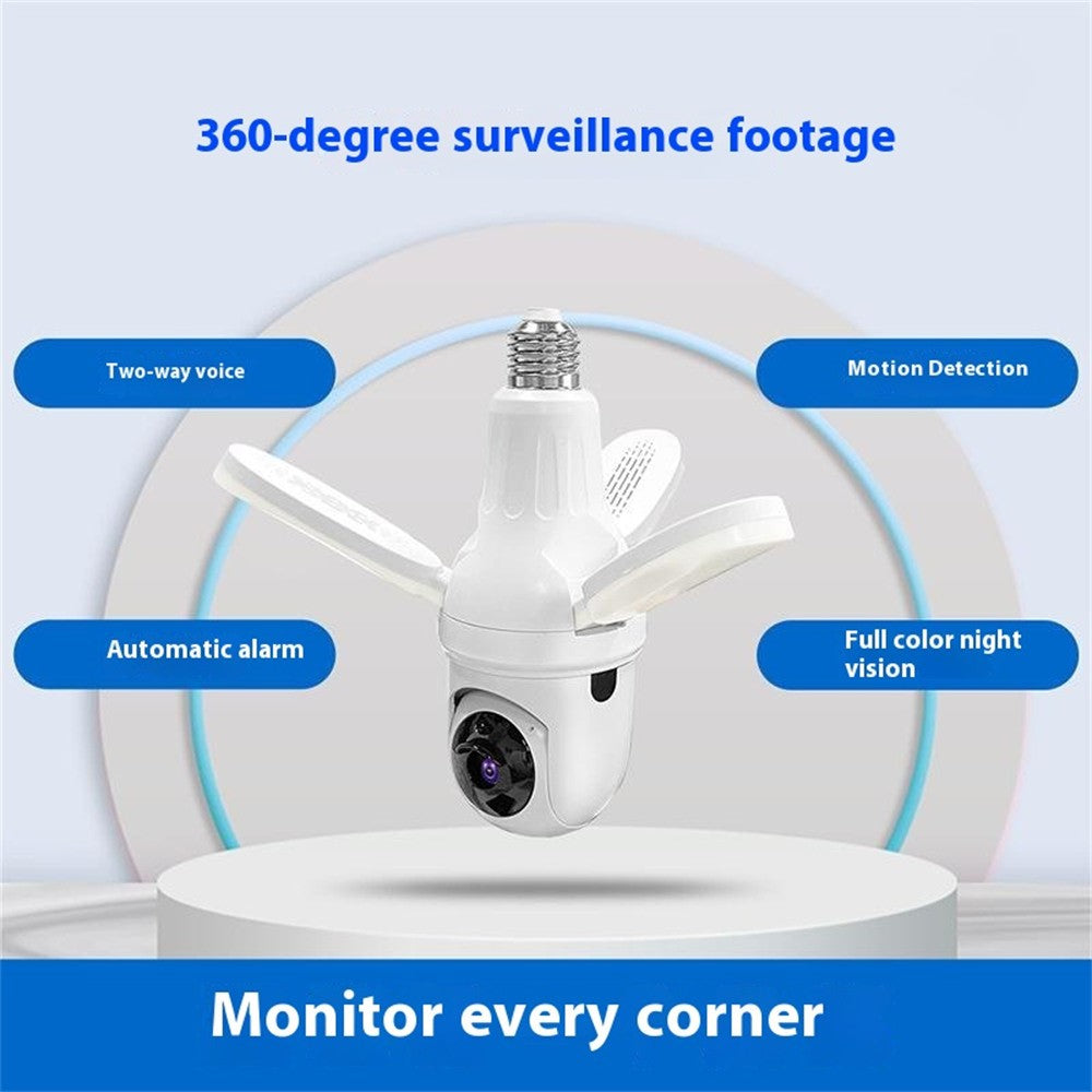 Q28-H 3MP Indoor Security Camera 3-blade Ceiling Light Motion Detection Pan Tilt Wireless Monitor for Baby Elder
