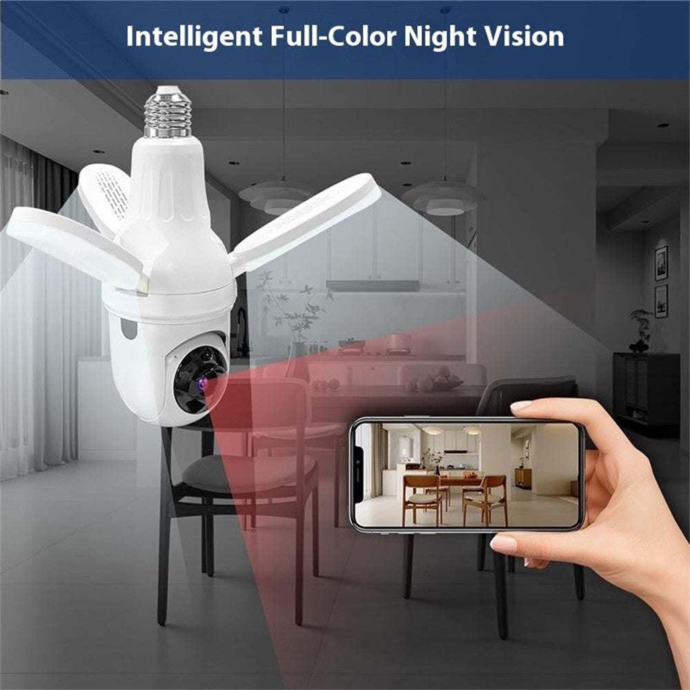 Q28-H 3MP Indoor Security Camera 3-blade Ceiling Light Motion Detection Pan Tilt Wireless Monitor for Baby Elder
