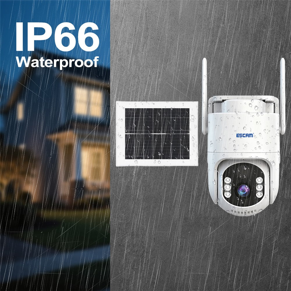 ESCAM QFS71 3MP Wireless Solar Security Camera PIR Alarm Two-Way Audio Night Vision Camera with 4G Virtual SIM Card
