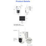 ESCAM QFS71 3MP Wireless Solar Security Camera PIR Alarm Two-Way Audio Night Vision Camera with 4G Virtual SIM Card