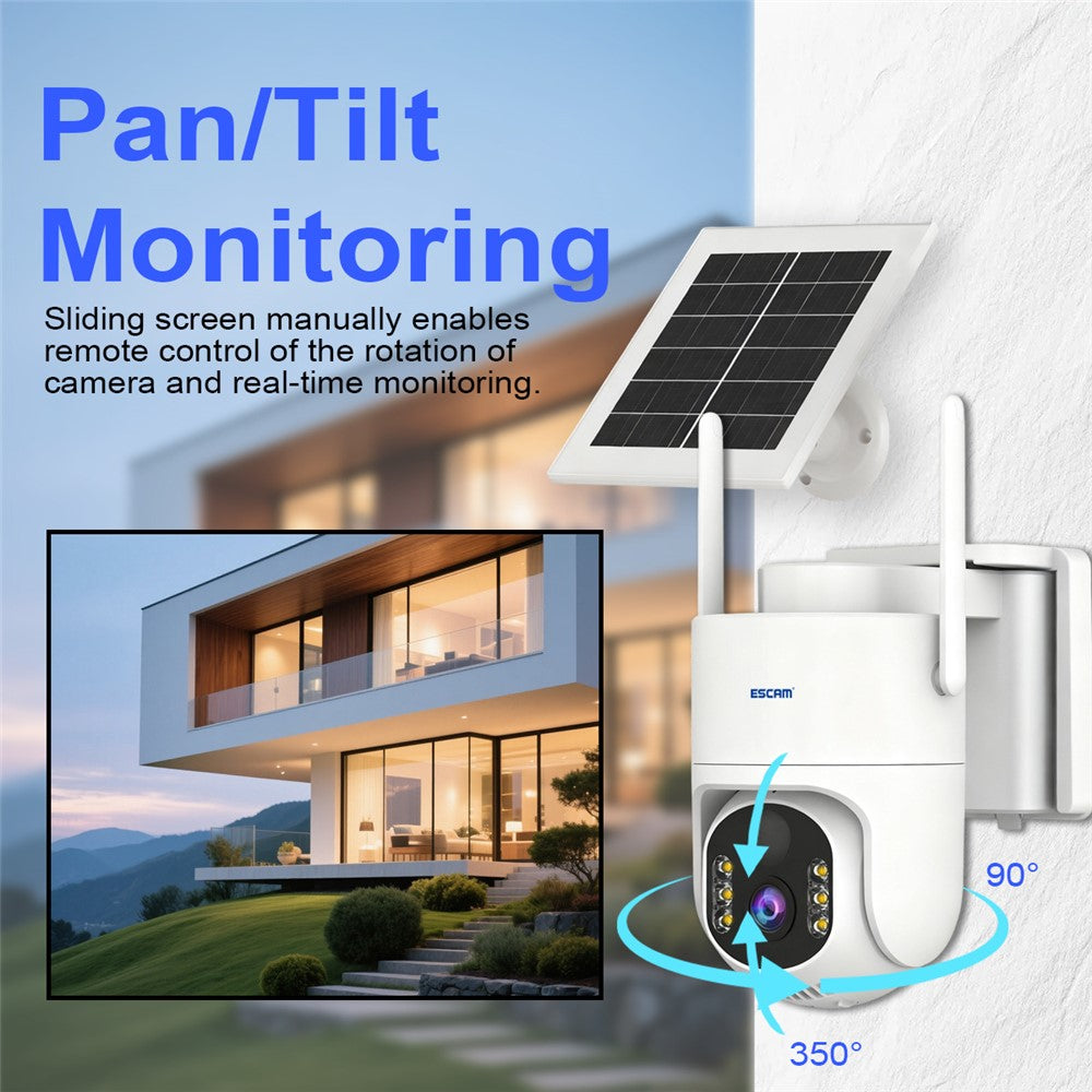 ESCAM QFS71 3MP Wireless Solar Security Camera PIR Alarm Two-Way Audio Night Vision Camera with 4G Virtual SIM Card