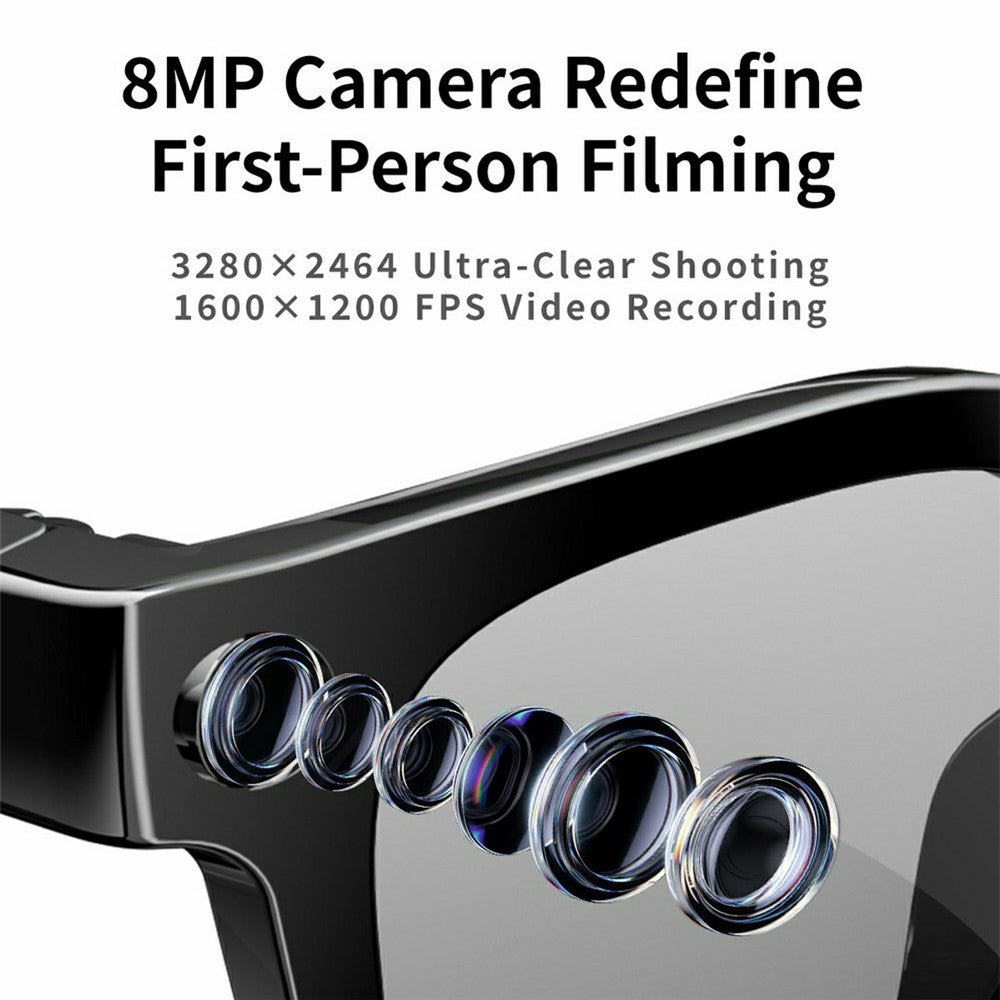 MT3 8MP Camera Smart Glasses IP65 Waterproof AI Translation Glasses Noise Reduction Hands-free Calling Eyewear