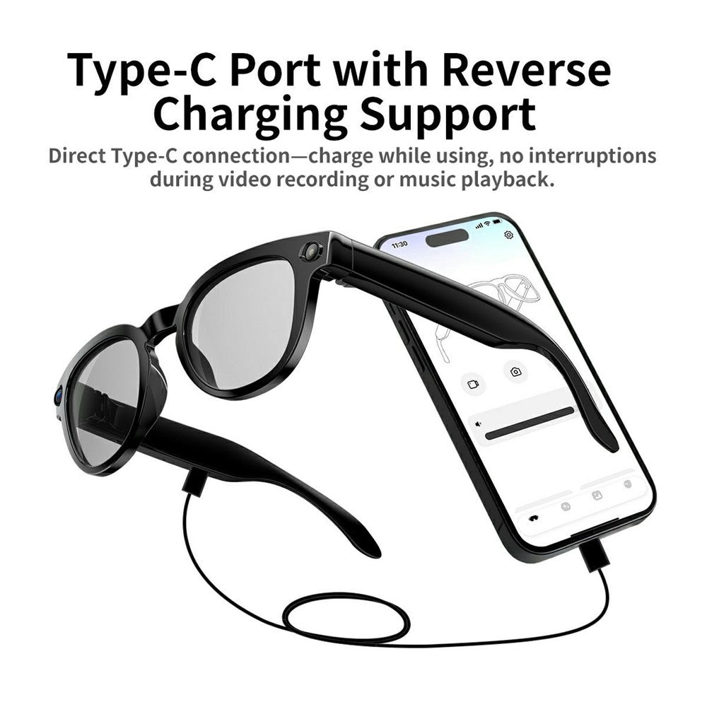 MT3 8MP Camera Smart Glasses IP65 Waterproof AI Translation Glasses Noise Reduction Hands-free Calling Eyewear