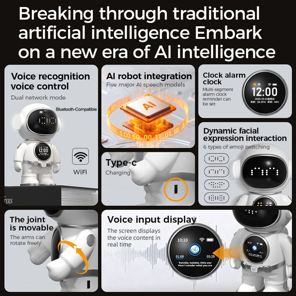 BOWAI OBC8 AI Smart Talking Robot Interaktiv utbildningskompanjon med LED-uttrycksskärm Skrivbordsinlärningsrobot