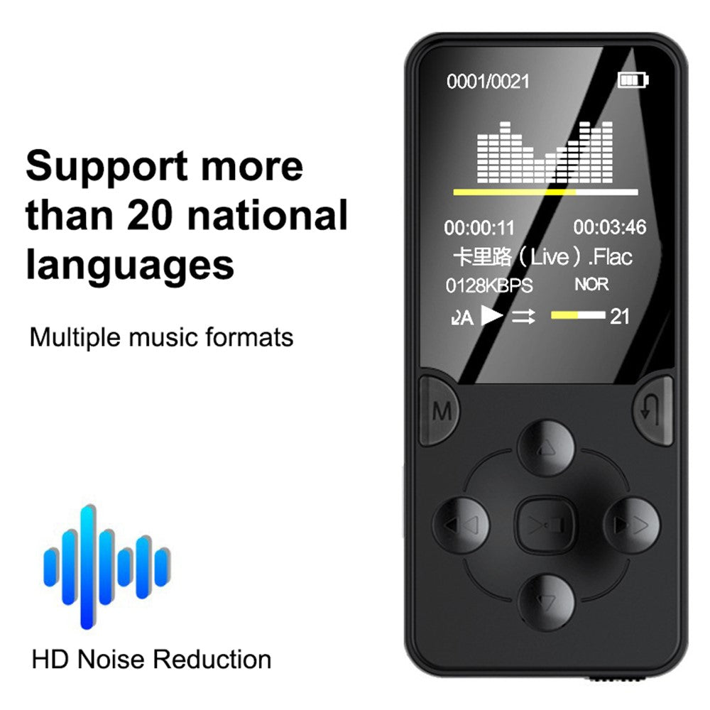 MROBO X-02 128 GB 1,8 tums TFT-skärm MP4-spelare FM-radio röstinspelningsfunktion musikvideospelare walkman med högtalare