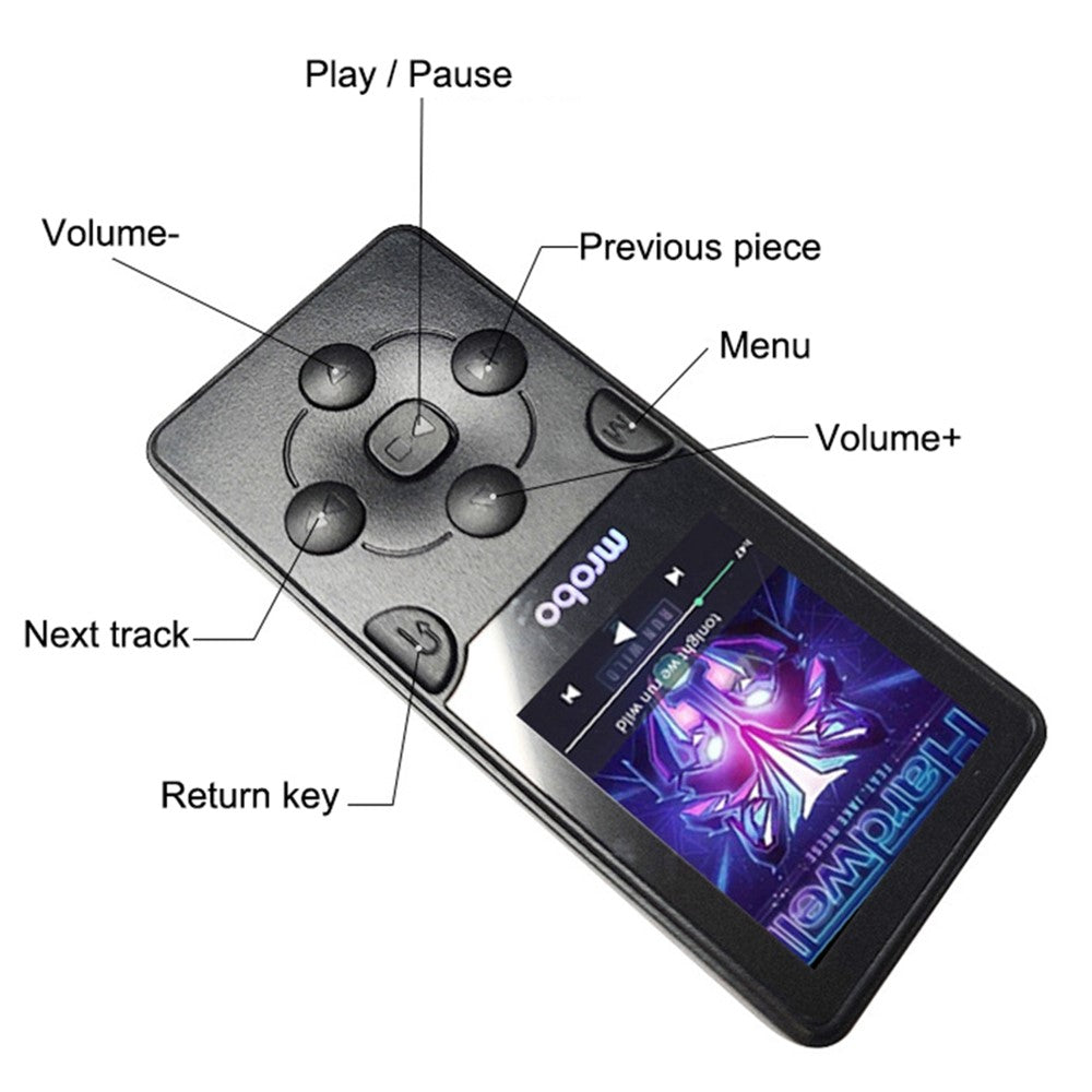 MROBO X-02 128 GB 1,8 tums TFT-skärm MP4-spelare FM-radio röstinspelningsfunktion musikvideospelare walkman med högtalare