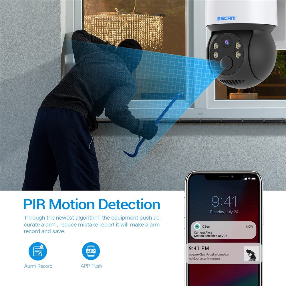 ESCAM QF170 2MP PIR Motion Detection WiFi Two-way Voice Rechargeable Camera Night Vision Security IP Camera Support Cloud Storage