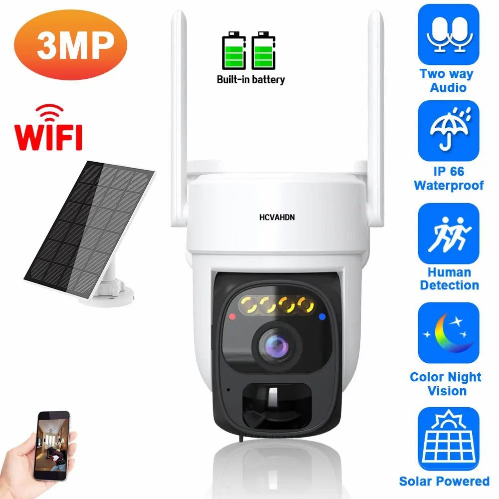 X3 Solar Power 2K HD WiFi Camera Two-way Talk Night Vision Surveillance Camera