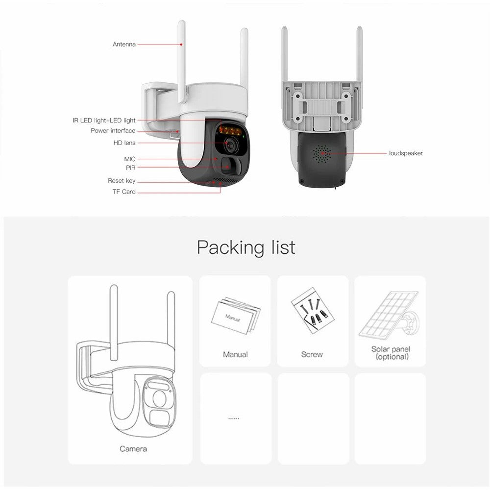 X3 Solar Power 2K HD WiFi Camera Two-way Talk Night Vision Surveillance Camera