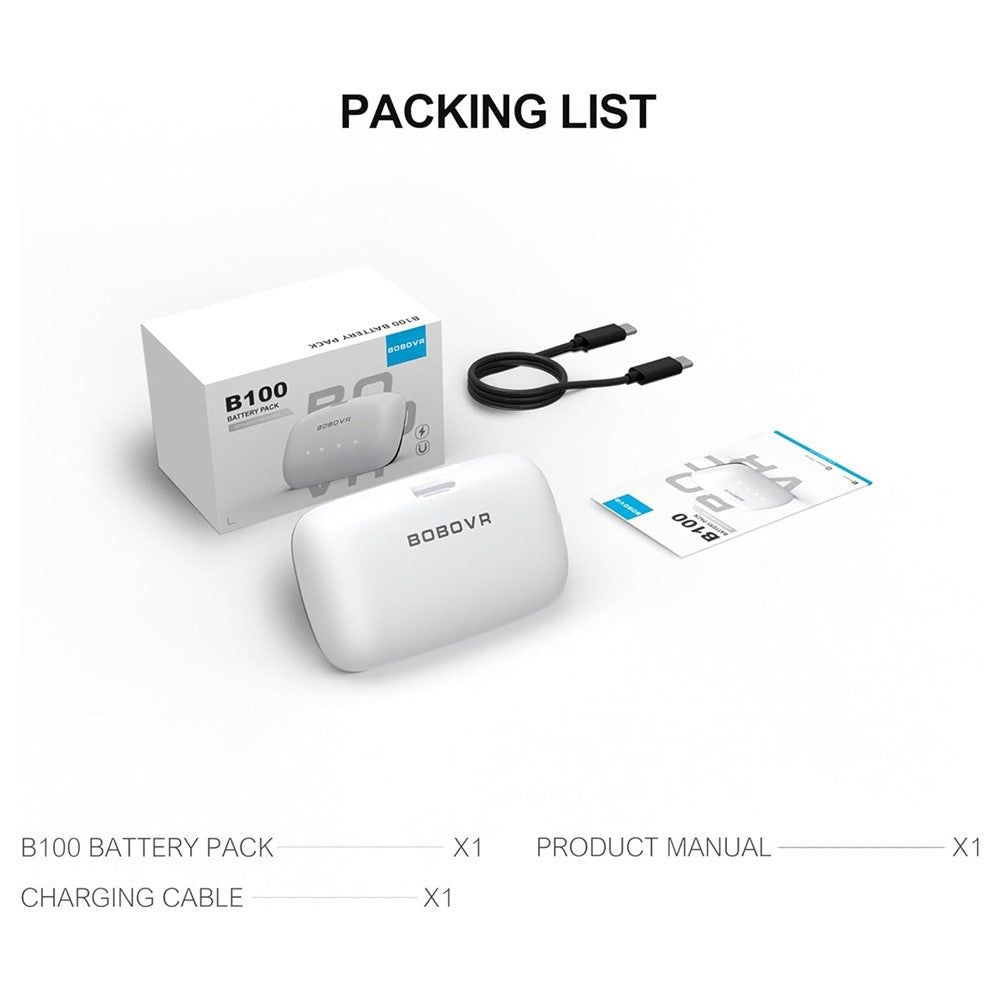 BOBOVR B100 10000mAh Battery Pack for BOBOVR S3 Pro VR Head Strap Replacement Hot-Swap Battery Accessories