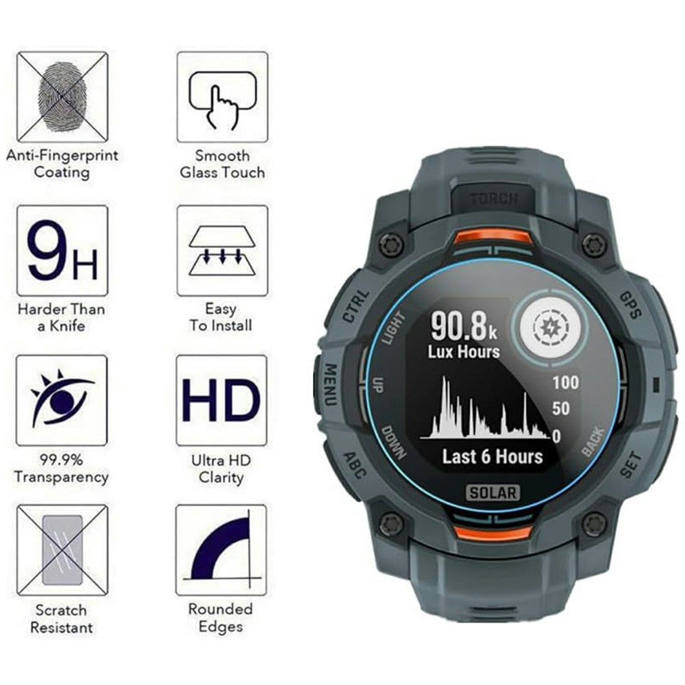 3Pcs For Garmin Instinct 3 AMOLED 45mm Tempered Glass Screen Protector HD Clear Watch Screen Film