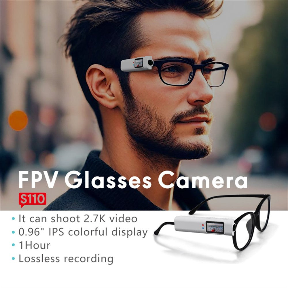 S110 First-Person View Glasses Camera IPS Display WIFI APP Control 2.7K Ultra HD Video Recorder