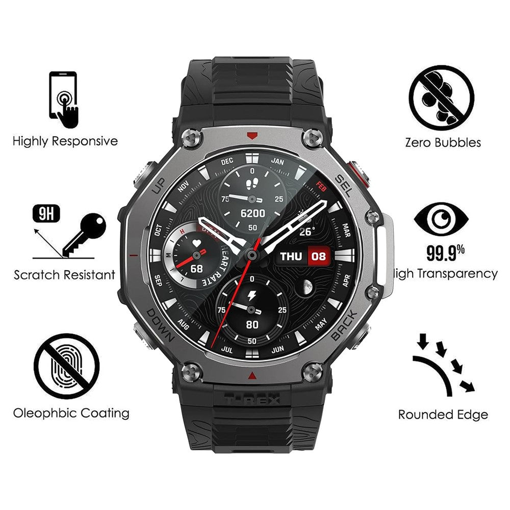 3Pcs For Huami Amazfit T-Rex 3 Pro 48mm Tempered Glass Screen Protector HD Clear Watch Screen Film