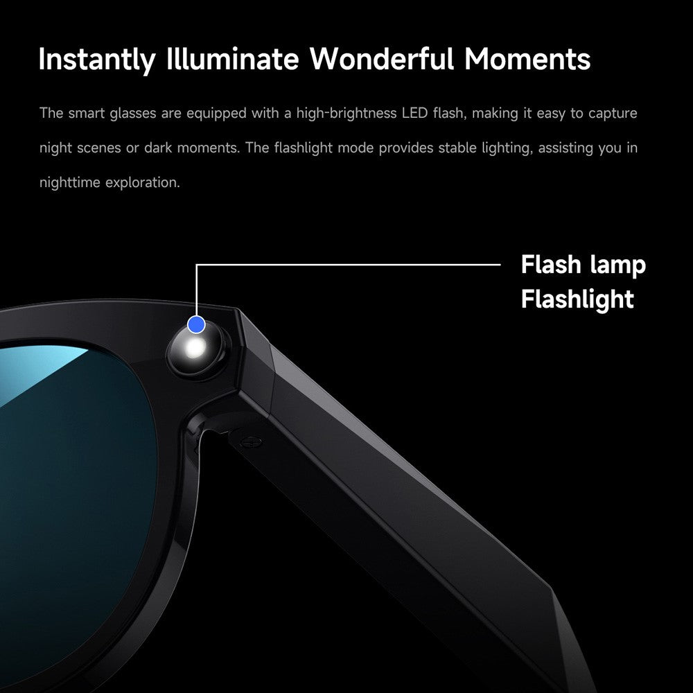 M88 AI Smart Glasses 2 MP-kamera HD-videooptagelse Bluetooth-kompatible briller Indbygget LED-lommelygte