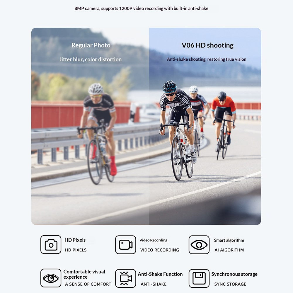 V06 AI Smarta Glasögon För Cykling/Flygning 800W HD Kamera BT 5.3 UV-skydd Videoinspelning Översättning