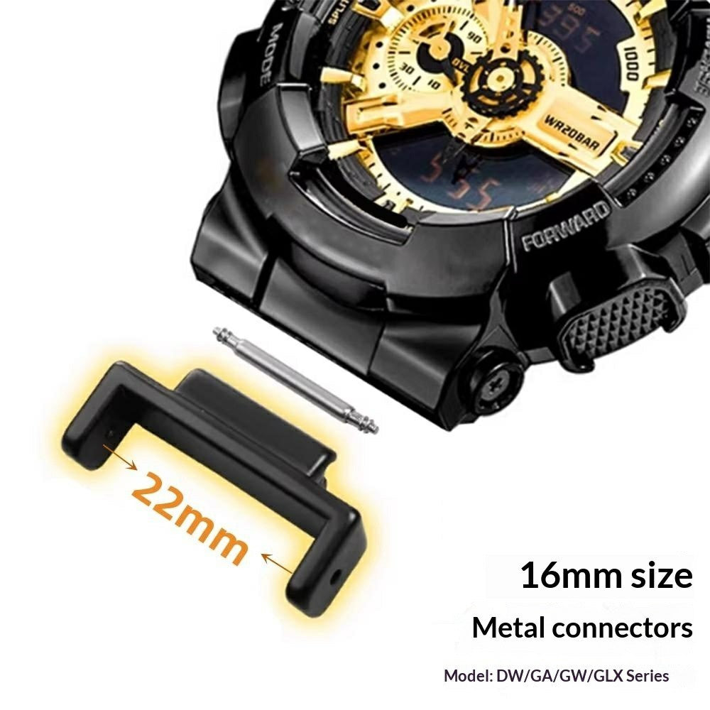 1 Par 16 mm til 22 mm metalkonnector til Casio DW / GA / GW / GLX Serie Urrem Adapter