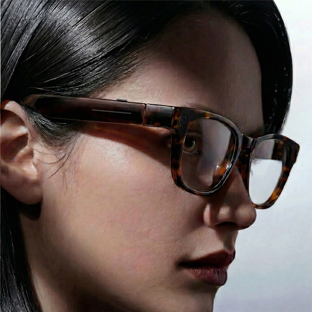 E06D AI Smart Glasses 13MP Camera 1080P Recording Voice Assistant Translation D-Shape Frame Eyeglasses for Photography