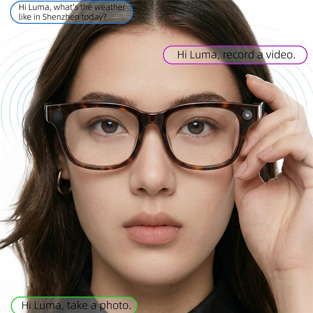 E06D AI Smart Glasses 13MP Camera 1080P Recording Voice Assistant Translation D-Shape Frame Eyeglasses for Photography