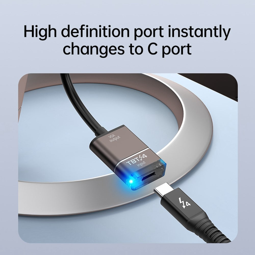 Thunderbolt 3/4/5-kompatibel USB-C till VGA-konverterare 1080P/60Hz HD-videoadapterkabel för skärm, projektor, TV-skärm