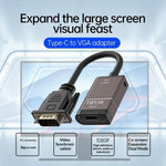 Thunderbolt 3/4/5-kompatibel USB-C till VGA-konverterare 1080P/60Hz HD-videoadapterkabel för skärm, projektor, TV-skärm