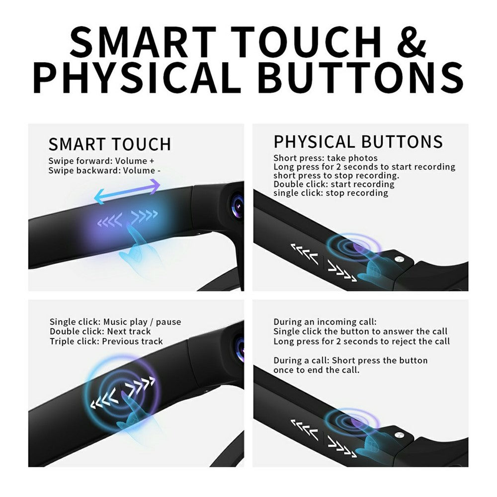 CY03 AI smarte briller 8 MP kamera HD Bluetooth-kompatibel POV-optagelse Live streaming briller med stemmeassistent
