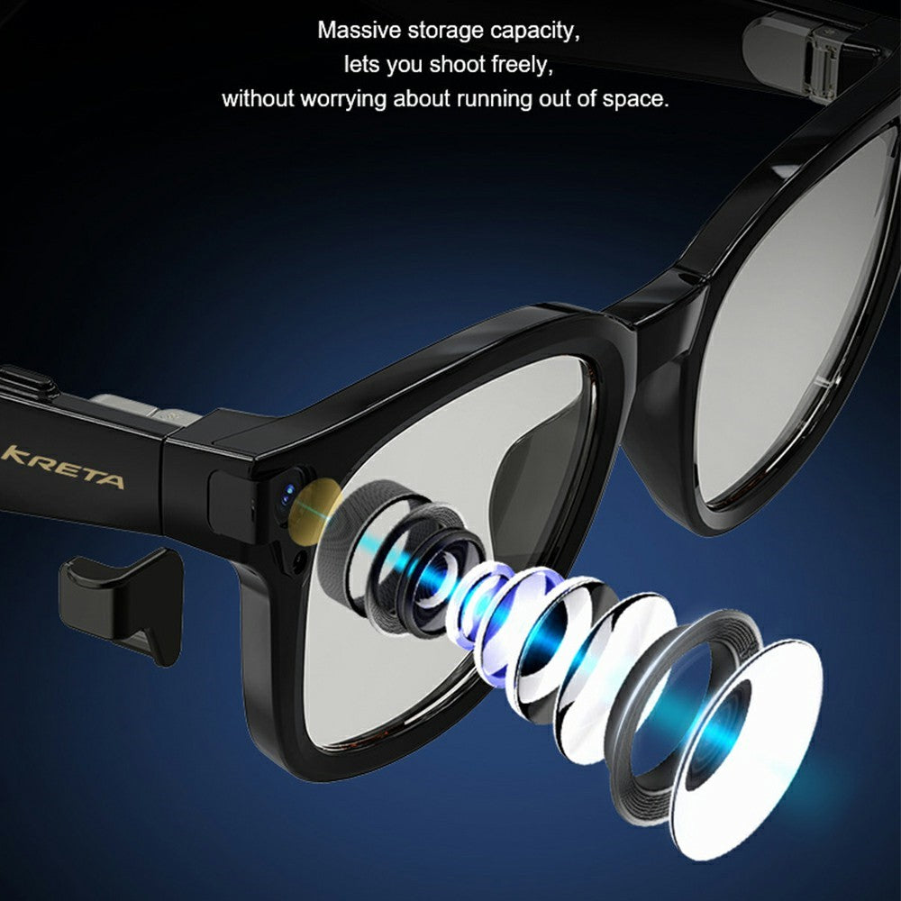 KRETA V52 Smartbriller 8MP HD Kamera Seks-akset Stabilisering AI Oversættelse Musikbriller