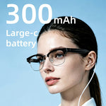 E09B Smart Glasses 8MP Camera 8GB Storage Voice Assistant Metal Half Frame Anti-Blue Light Lens