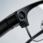 E09B Smart Glasses 8MP Camera 8GB Storage Voice Assistant Metal Half Frame Anti-Blue Light Lens