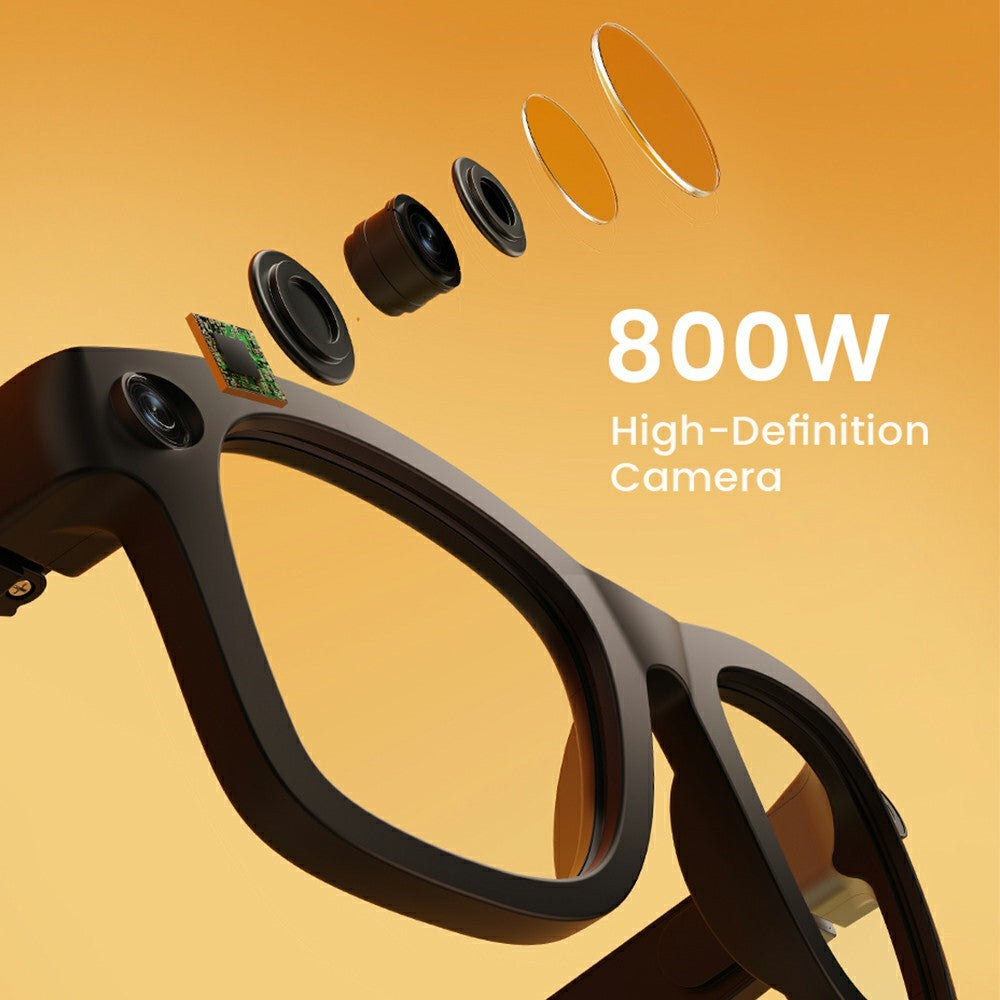 E09C Smart AI-briller 8MP Kamera 1080P Video AI Objektgenkendelse Stemmestyring til fjernmøder