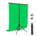 PULUZ PU5204G 1x2m 120g Fortykket Baggrund med T-formet Stativ og 3 Klemmer til Fotostudie Green Screen Chroma Key Fotobaggrund