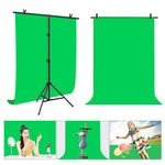 PULUZ PU5204G 1x2m 120g Fortykket Baggrund med T-formet Stativ og 3 Klemmer til Fotostudie Green Screen Chroma Key Fotobaggrund