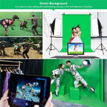 PULUZ PU5204G 1x2m 120g Fortykket Baggrund med T-formet Stativ og 3 Klemmer til Fotostudie Green Screen Chroma Key Fotobaggrund