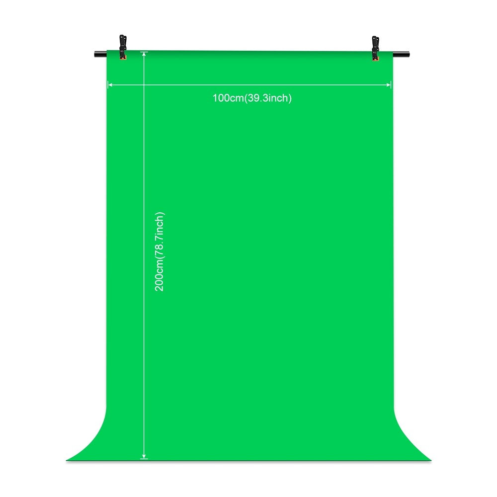 PULUZ PU5204G 1x2m 120g Fortykket Baggrund med T-formet Stativ og 3 Klemmer til Fotostudie Green Screen Chroma Key Fotobaggrund