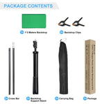 PULUZ PU5204G 1x2m 120g Fortykket Baggrund med T-formet Stativ og 3 Klemmer til Fotostudie Green Screen Chroma Key Fotobaggrund
