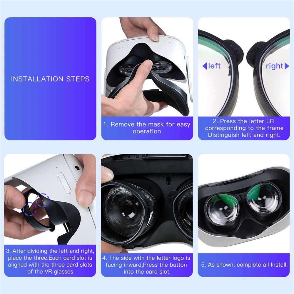 QISYKER 1 par Myopi-linsetilbehør til Oculus Quest 2 VR-briller, 0-500 graders nærsynethed/225-400 graders astigmatisme/1,56 linse