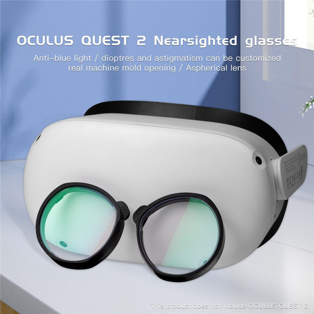 QISYKER 1 par Myopia-linser VR-tilbehør til Oculus Quest 2, anti-blåt lys/300-800 graders nærsynethed/225-400 graders astigmatisme/1,6-linse