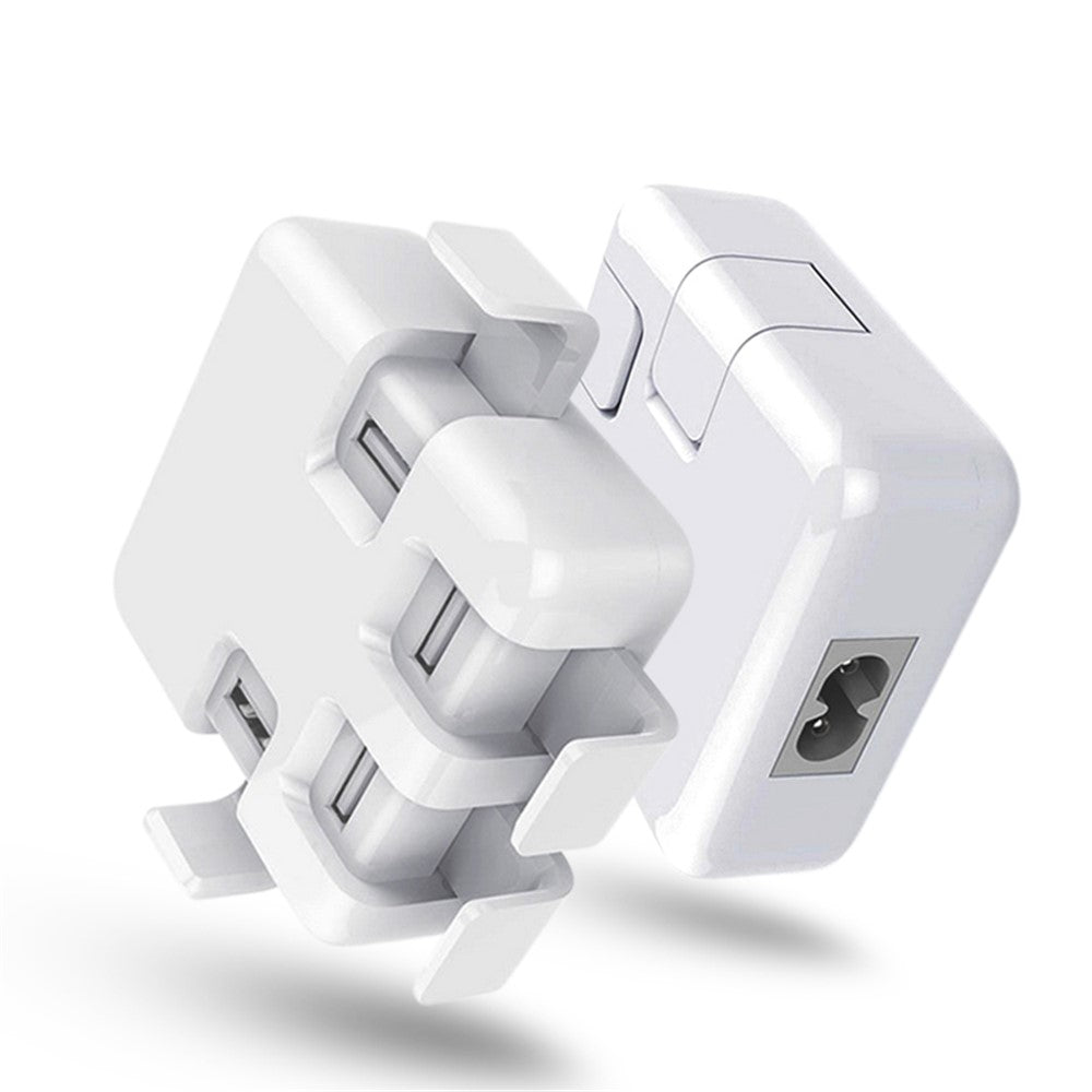 Bærbar 4 USB-porte Oplader Multi USB-strømadapter til Xiaomi Samsung