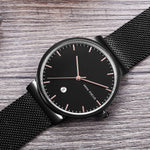 MINI FOCUS Herre Quartz Ur Kalender Vandtæt Åndbar Metalrem Herrearmbåndsur