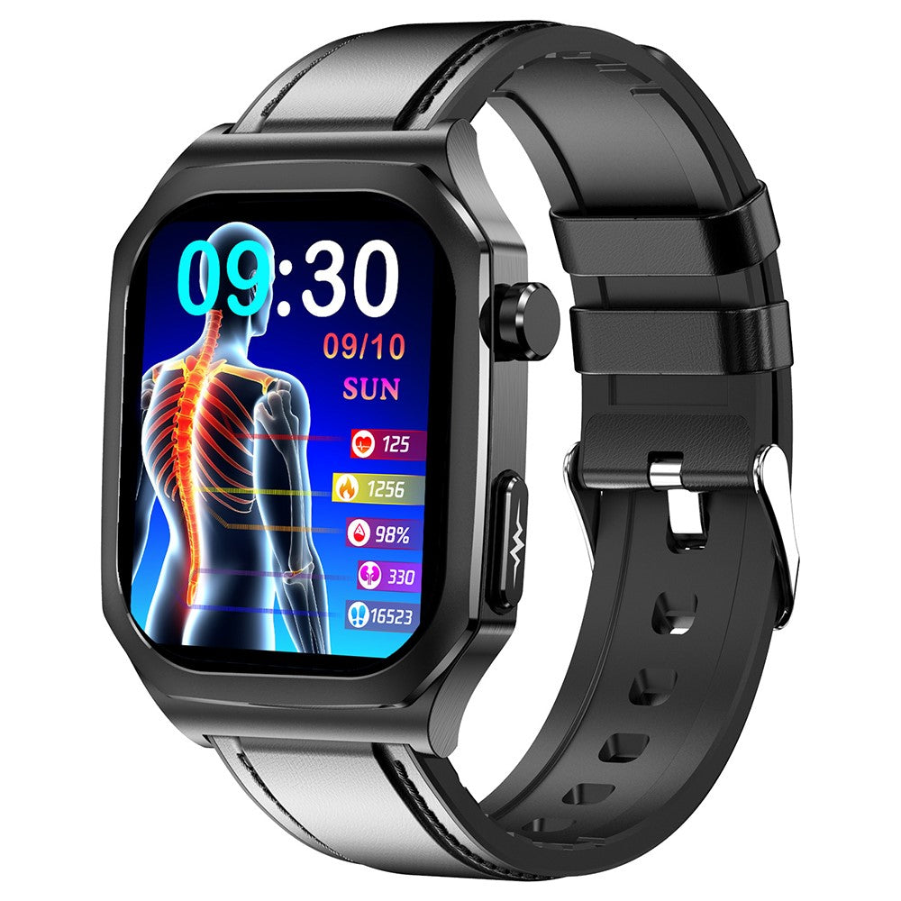 ET280 ECG Smart Watch Blood Oxygen Monitoring SOS Bracelet Wrist Band with Leather Strap