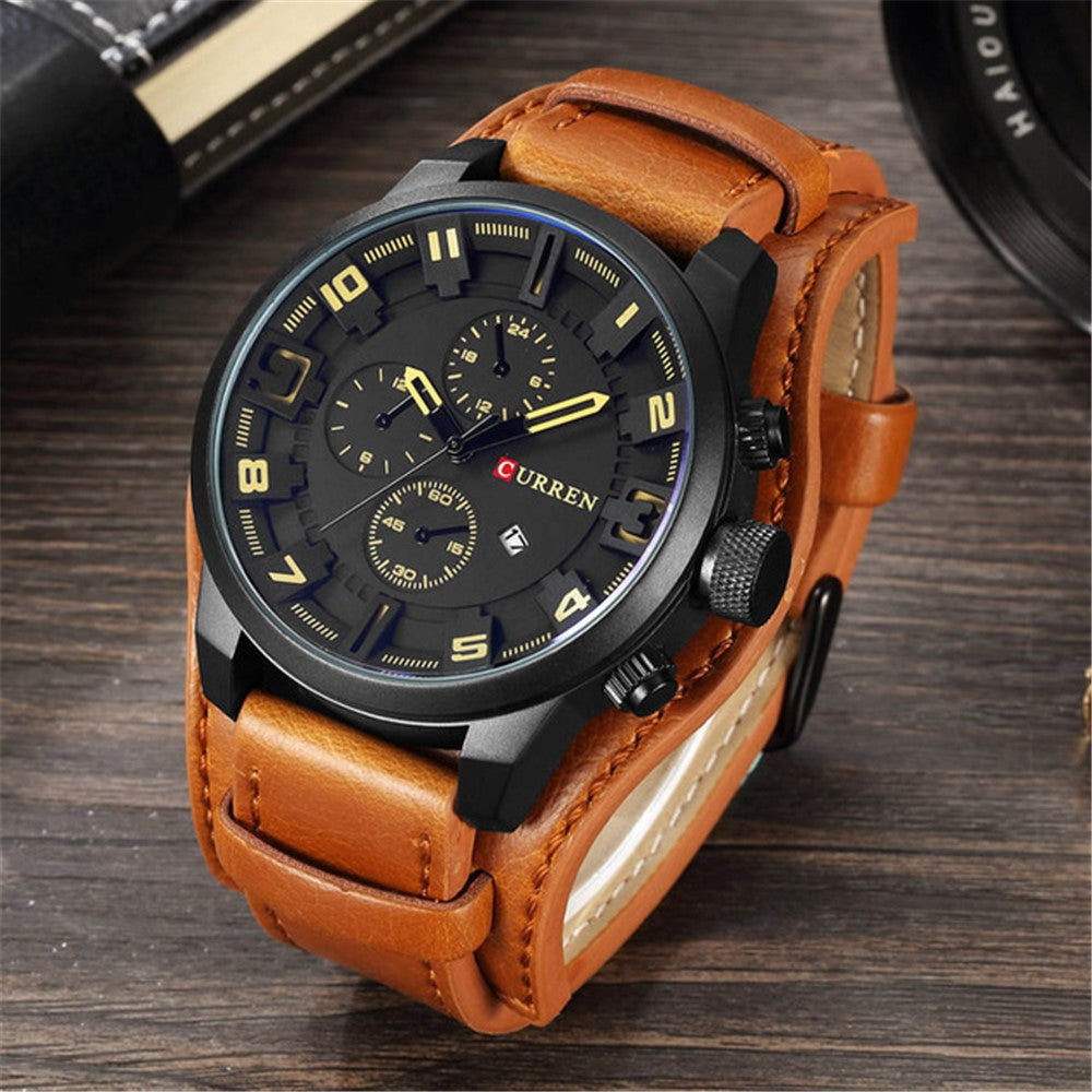 CURREN Men's Watch Waterproof Quartz Business Style Watch with Calendar Display