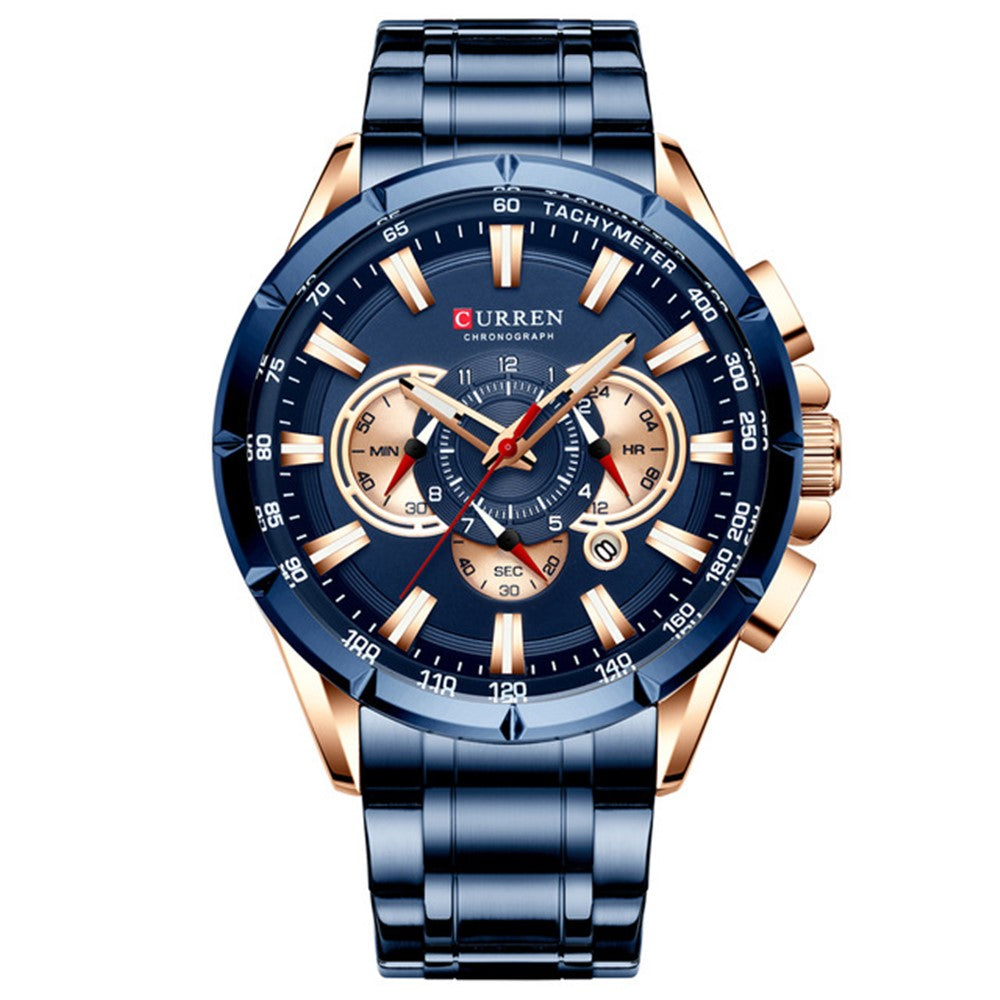 CURREN M8363 Multi-function Waterproof Men Quartz Watch Stainless Steel Strap Bussiness Style Men Wristwatch