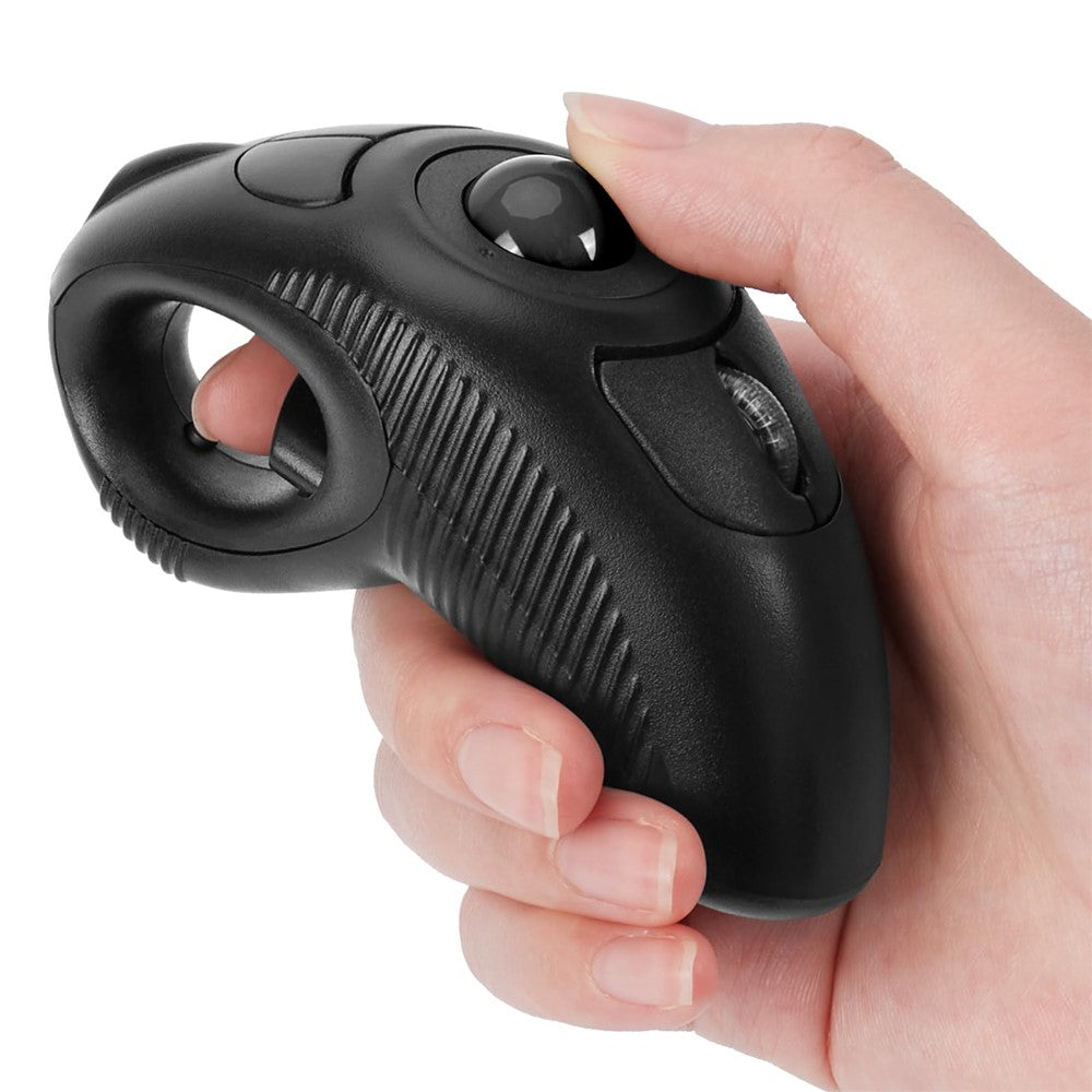 Y-10W Wireless USB Handheld Finger Trackball Mouse with Laser Pointer for Left / Right Hand (No Battery)