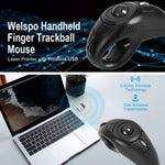 Y-10W Wireless USB Handheld Finger Trackball Mouse with Laser Pointer for Left / Right Hand (No Battery)