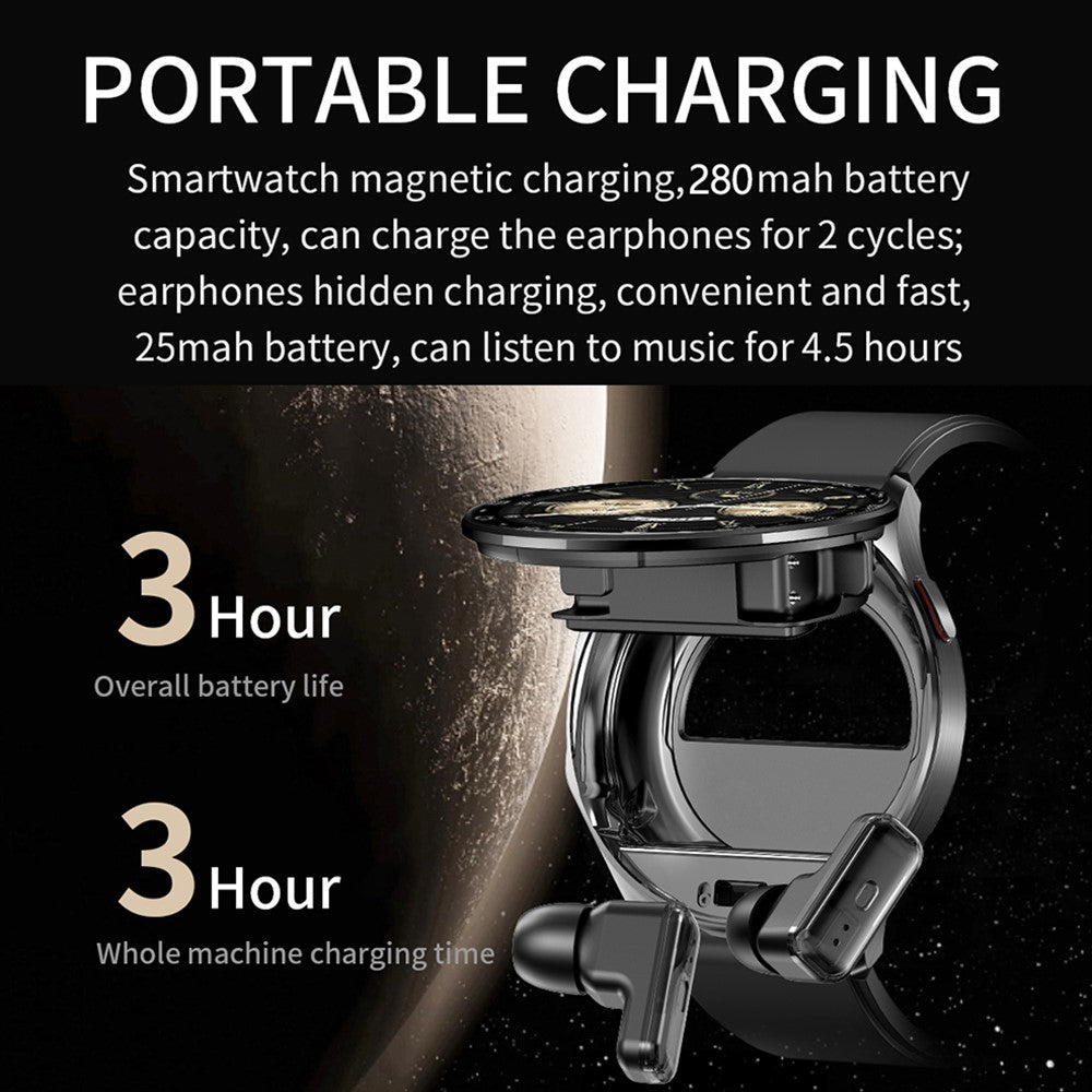 T97 2-in-1 Smart Watch with Wireless Earbuds Bluetooth-Compatible Call Health Monitoring Sports Waterproof Watch
