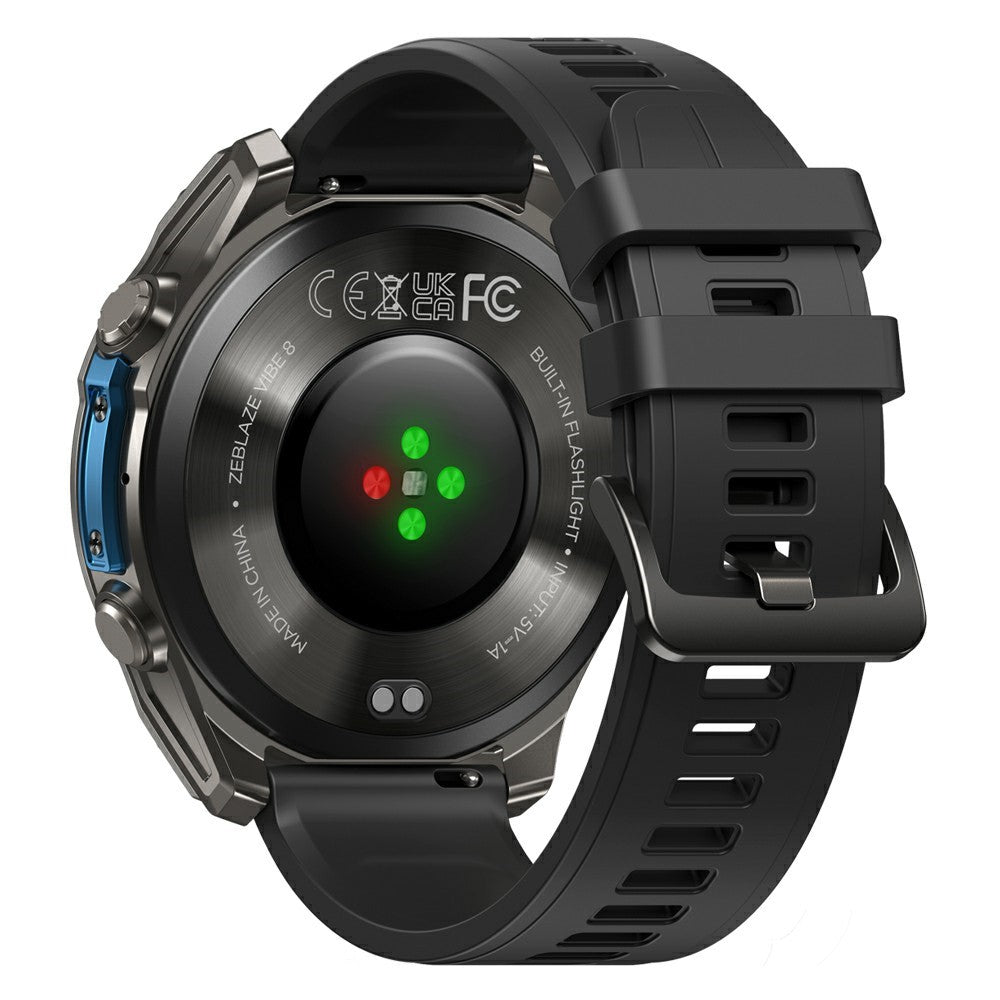 ZEBLAZE Vibe 8 smartklocka med 1,43-tumsskärm, hälsoövervakning, Bluetooth-kompatibla samtal och ficklampa för utomhussport